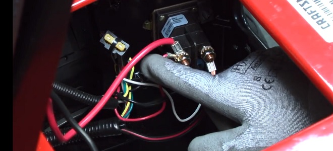 Image of Battery Cable Wire connected to the Solenoid