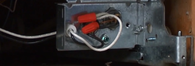Image of dishwasher power wires in the junction box