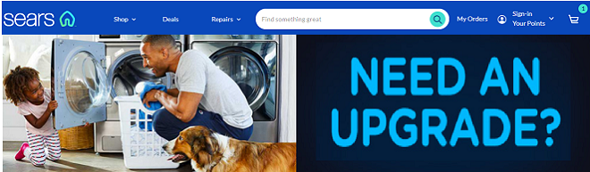 Image of the Sears upgrade webpage