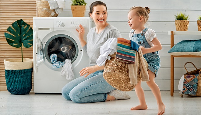 Image of homeowner using washing machine often